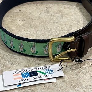 Vineyard Vines Kentucky Derby Belt 36 Mint Julep Horseshoe Nantucket NWT Mi USA